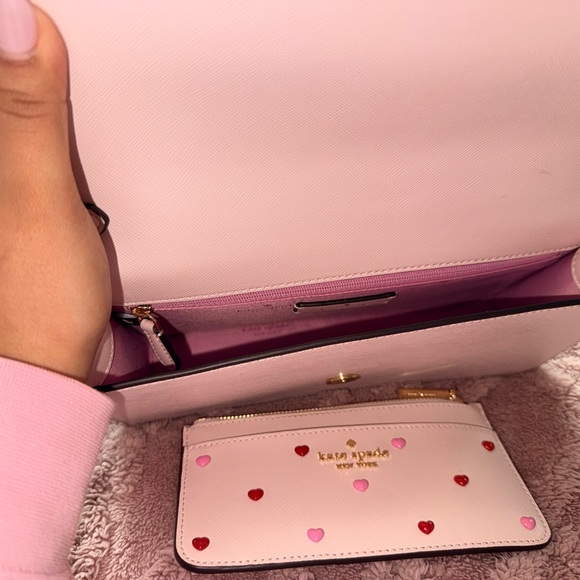 kate spade Pink Heart Print Crossbody with Card Holder - Picture 6 of 7